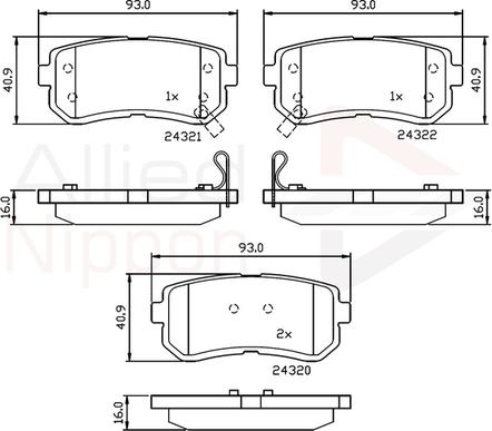 Comline ADB32016 - Brake Pad Set, disc brake autospares.lv