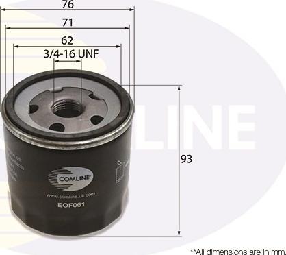 Comline EOF061 - Oil Filter autospares.lv