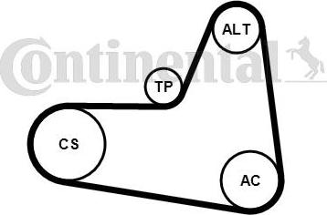 Contitech 6 PK 1045 K2 - V-Ribbed Belt Set autospares.lv