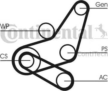 Continental 6PK1059 ELAST T2 - V-Ribbed Belt Set autospares.lv