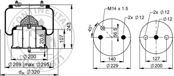 Contitech AIR Spring 6711 N P01 - Bellow, air suspension autospares.lv