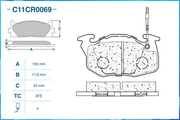 Cworks C11CR0069 - Brake Pad Set, disc brake autospares.lv