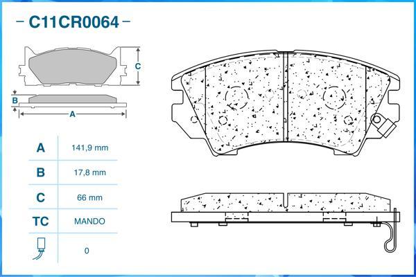 Cworks C11CR0064 - Brake Pad Set, disc brake autospares.lv