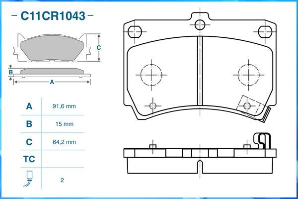 Cworks C11CR1043 - Brake Pad Set, disc brake autospares.lv