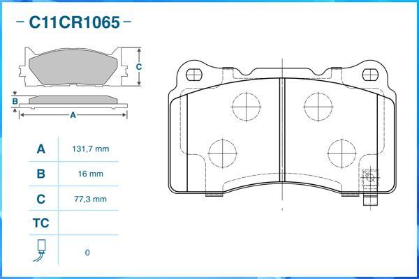 Cworks C11CR1065 - Brake Pad Set, disc brake autospares.lv