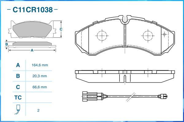 Cworks C11CR1038 - Brake Pad Set, disc brake autospares.lv