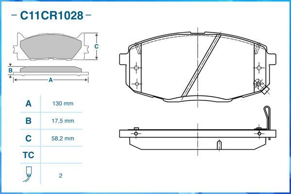 Cworks C11CR1028 - Brake Pad Set, disc brake autospares.lv