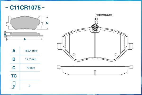 Cworks C11CR1075 - Brake Pad Set, disc brake autospares.lv