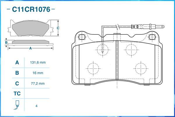 Cworks C11CR1076 - Brake Pad Set, disc brake autospares.lv