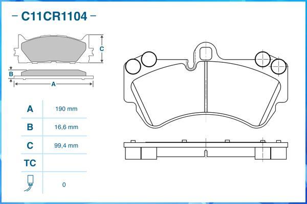 Cworks C11CR1104 - Brake Pad Set, disc brake autospares.lv