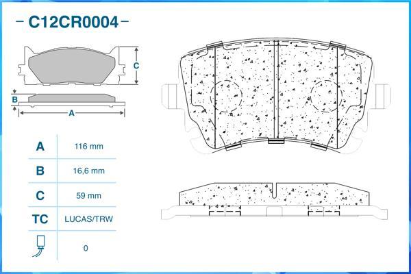 Cworks C12CR0004 - Brake Pad Set, disc brake autospares.lv