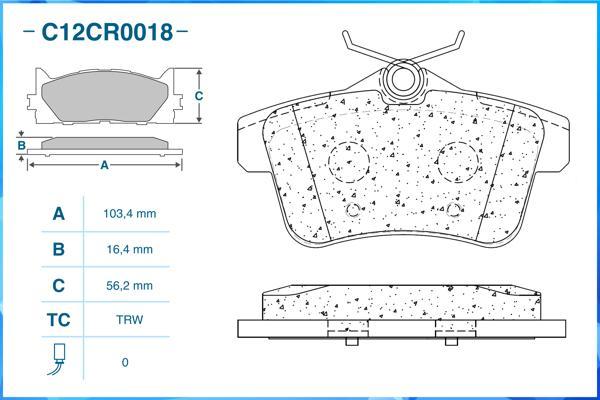 Cworks C12CR0018 - Brake Pad Set, disc brake autospares.lv