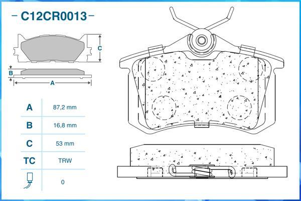 Cworks C12CR0013 - Brake Pad Set, disc brake autospares.lv