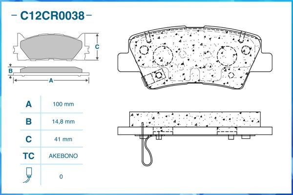 Cworks C12CR0038 - Brake Pad Set, disc brake autospares.lv