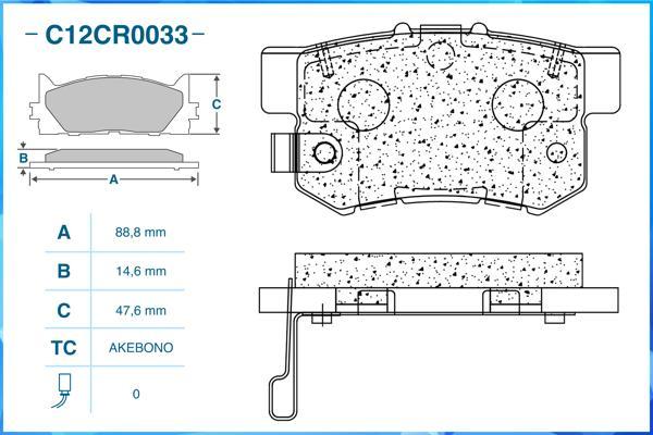 Cworks C12CR0033 - Brake Pad Set, disc brake autospares.lv