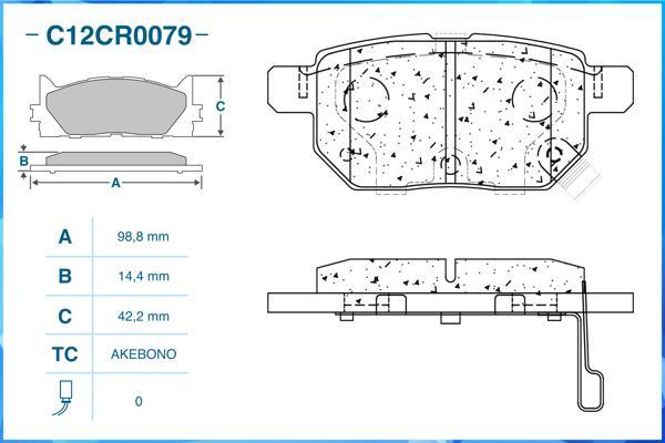 Cworks C12CR0079 - Brake Pad Set, disc brake autospares.lv