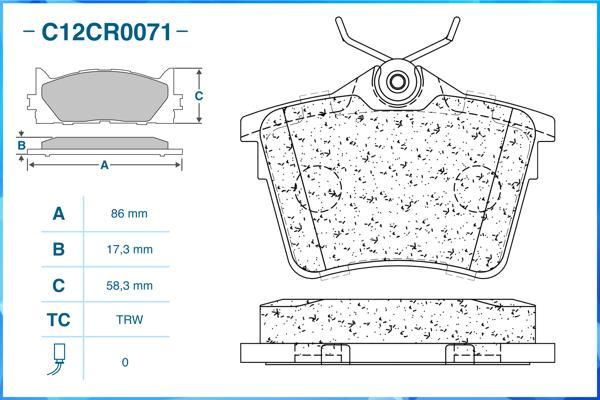 Cworks C12CR0071 - Brake Pad Set, disc brake autospares.lv