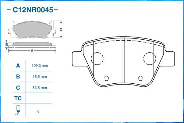 Cworks C12NR0045 - Brake Pad Set, disc brake autospares.lv