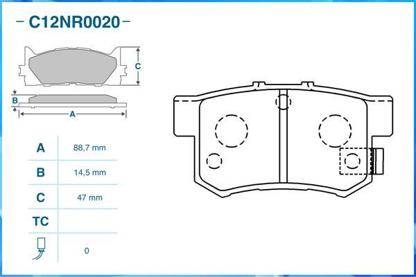 Cworks C12NR0020 - Brake Pad Set, disc brake autospares.lv