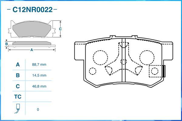 Cworks C12NR0022 - Brake Pad Set, disc brake autospares.lv