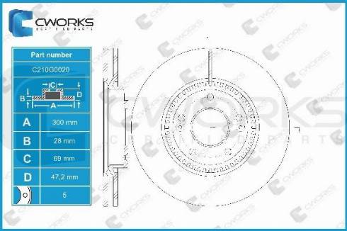 Cworks C210G0020 - Brake Disc autospares.lv