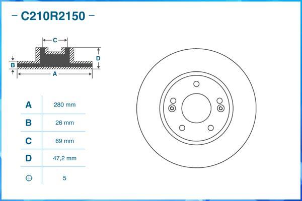 Cworks C210R2150 - Brake Disc autospares.lv