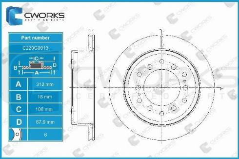 Cworks C220G0013 - Brake Disc autospares.lv