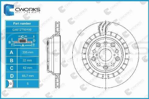 Cworks G4612T50100 - Brake Disc autospares.lv