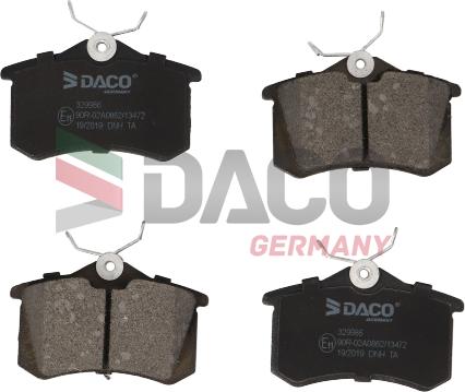 DACO Germany 329986 - Brake Pad Set, disc brake autospares.lv