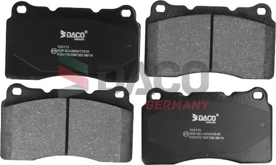 DACO Germany 324113 - Brake Pad Set, disc brake autospares.lv