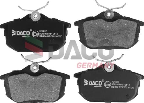 DACO Germany 324815 - Brake Pad Set, disc brake autospares.lv