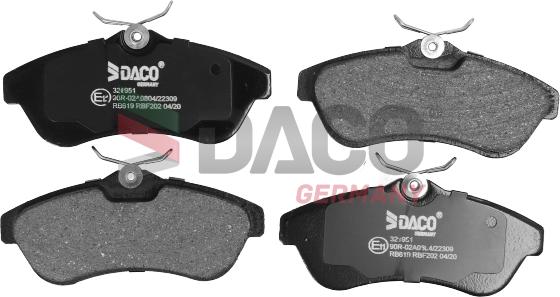 DACO Germany 321951 - Brake Pad Set, disc brake autospares.lv