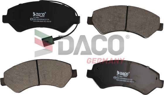 DACO Germany 321962 - Brake Pad Set, disc brake autospares.lv