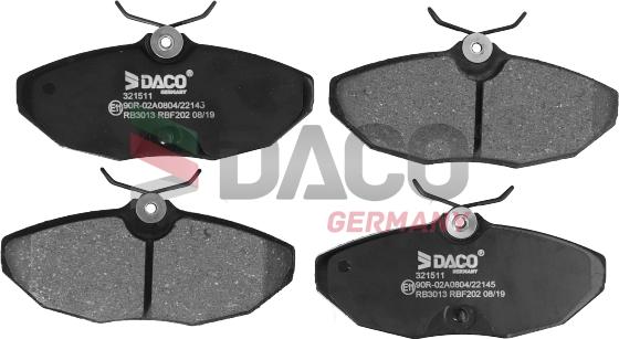 DACO Germany 321511 - Brake Pad Set, disc brake autospares.lv