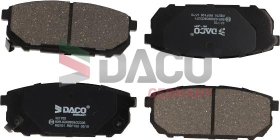 DACO Germany 321702 - Brake Pad Set, disc brake autospares.lv