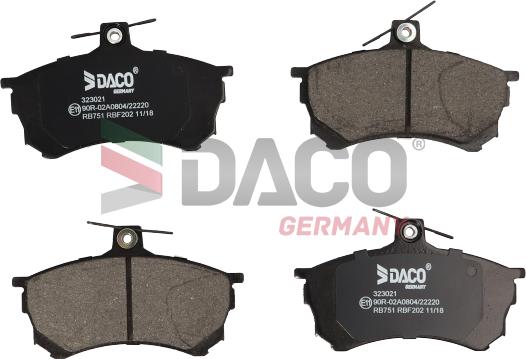 DACO Germany 323021 - Brake Pad Set, disc brake autospares.lv