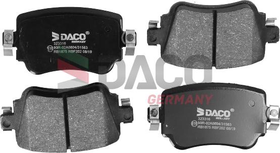 DACO Germany 323316 - Brake Pad Set, disc brake autospares.lv