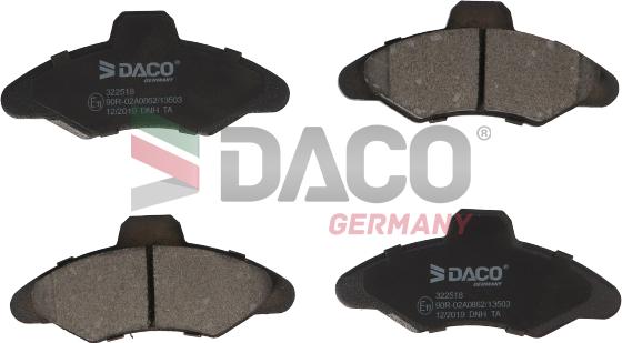 DACO Germany 322518 - Brake Pad Set, disc brake autospares.lv