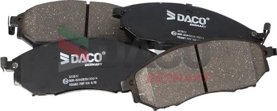 DACO Germany 322617 - Brake Pad Set, disc brake autospares.lv