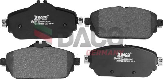 DACO Germany 322308 - Brake Pad Set, disc brake autospares.lv