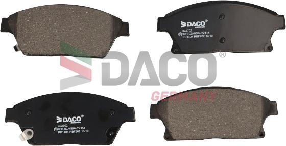 DACO Germany 322702 - Brake Pad Set, disc brake autospares.lv