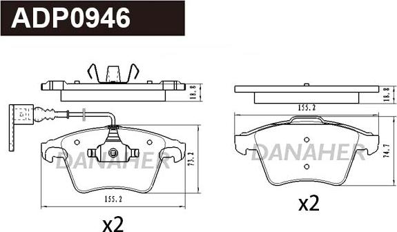 Danaher ADP0946 - Brake Pad Set, disc brake autospares.lv