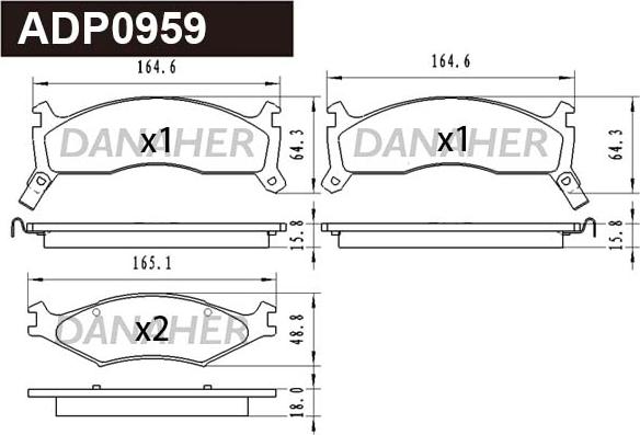 Danaher ADP0959 - Brake Pad Set, disc brake autospares.lv