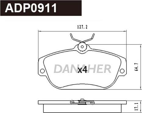 Danaher ADP0911 - Brake Pad Set, disc brake autospares.lv