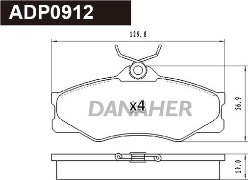 Danaher ADP0912 - Brake Pad Set, disc brake autospares.lv