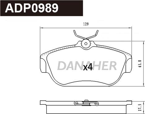 Danaher ADP0989 - Brake Pad Set, disc brake autospares.lv