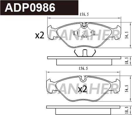 Danaher ADP0986 - Brake Pad Set, disc brake autospares.lv