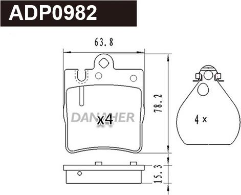 Danaher ADP0982 - Brake Pad Set, disc brake autospares.lv