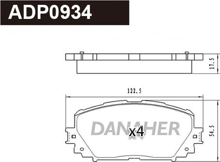 Danaher ADP0934 - Brake Pad Set, disc brake autospares.lv