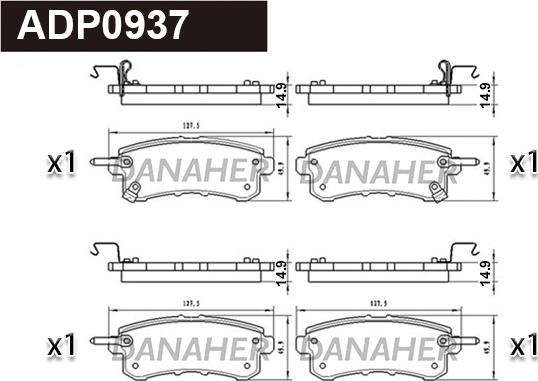 Danaher ADP0937 - Brake Pad Set, disc brake autospares.lv